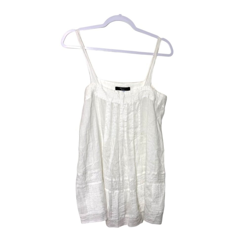 MaxMara Sleeveless Square Neck Blouse Women M White Eyelet Boho Lightweight